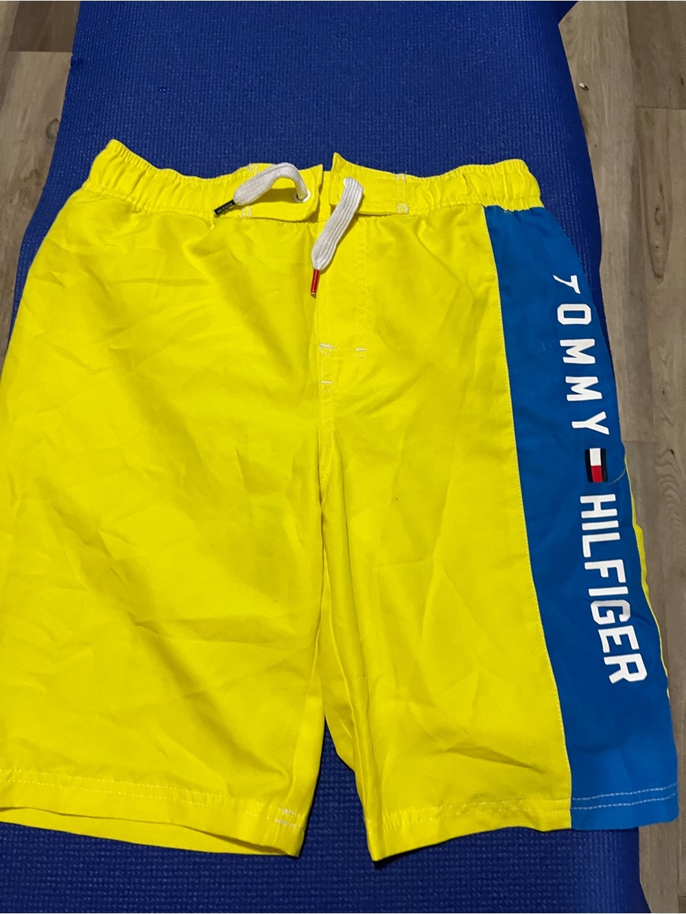 Tommy Hilfiger Yellow Swim Board Shorts with Blue Side Panel